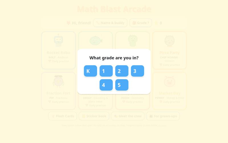 Screenshot of Math Blast Arcade