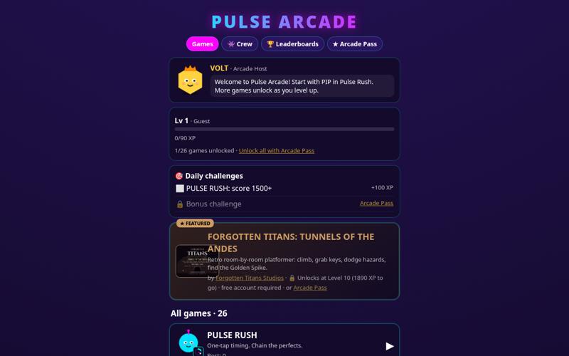 Screenshot of Pulse Arcade